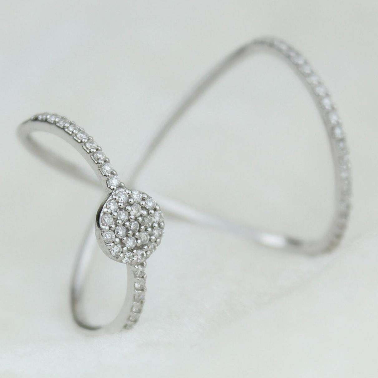Double Band Circle Diamond Ring