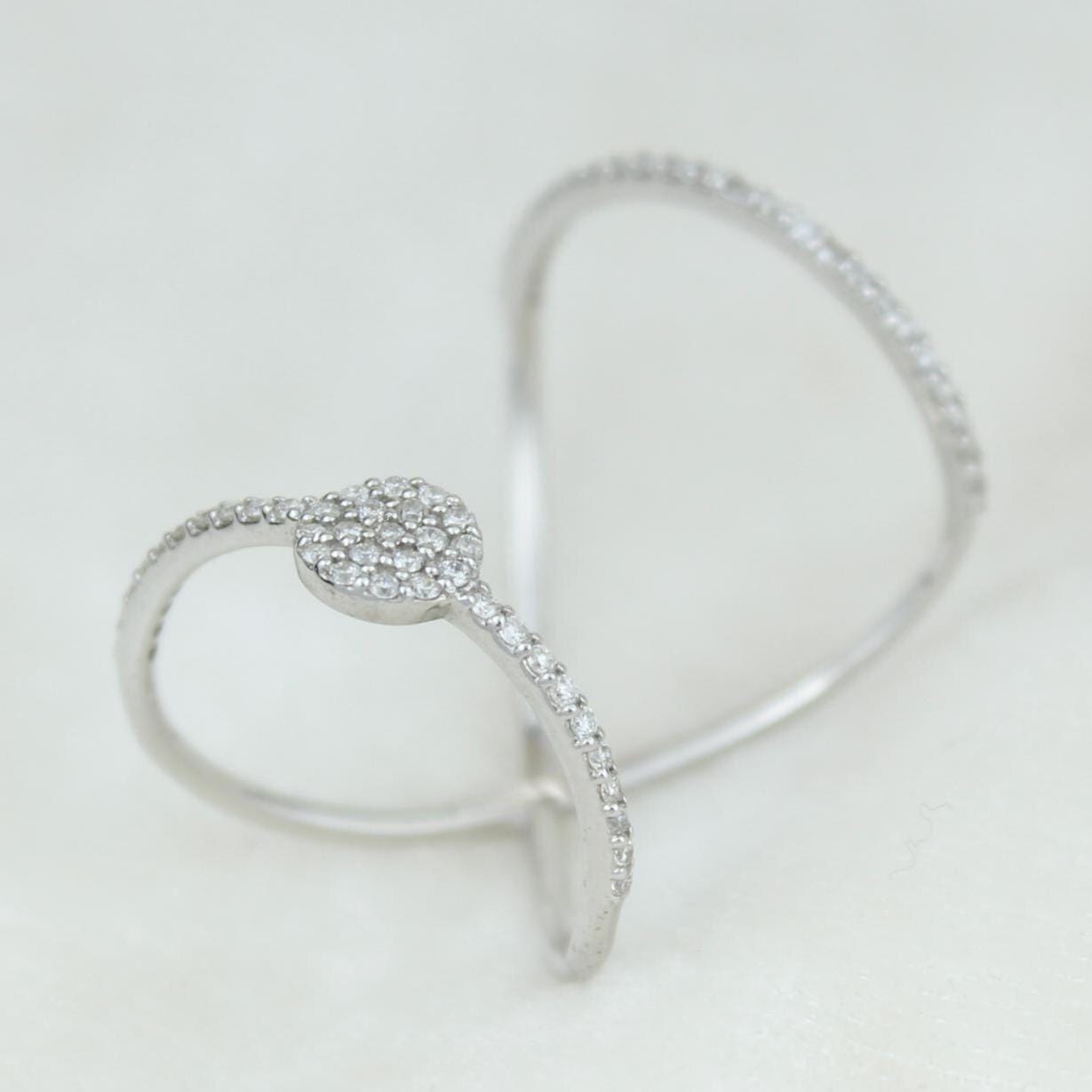 Double Band Circle Diamond Ring