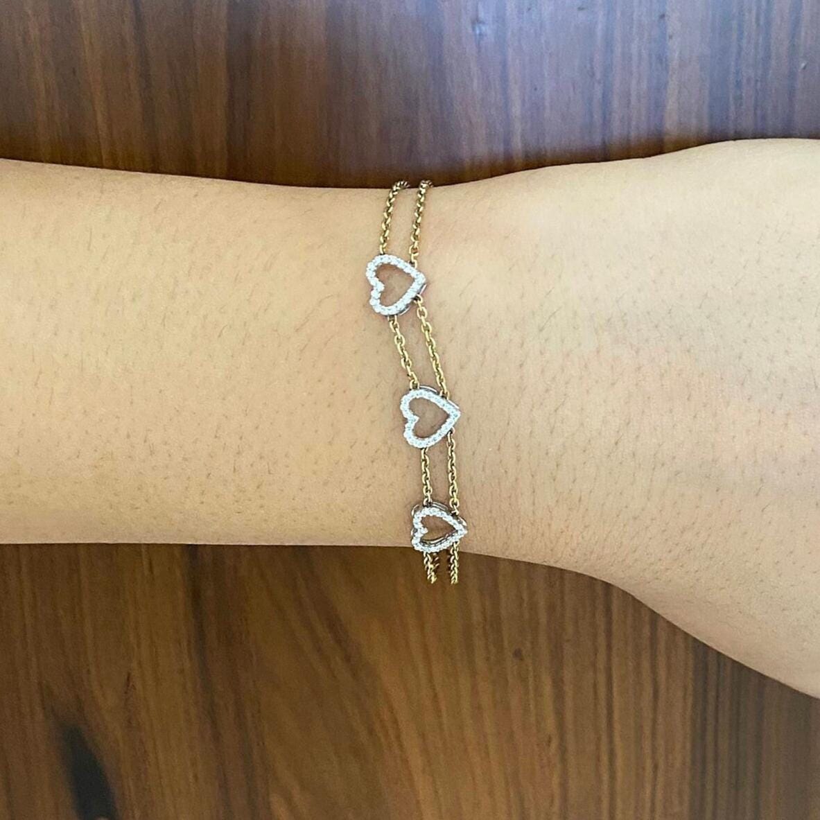 Heart Natural Diamond Stackable Bracelet