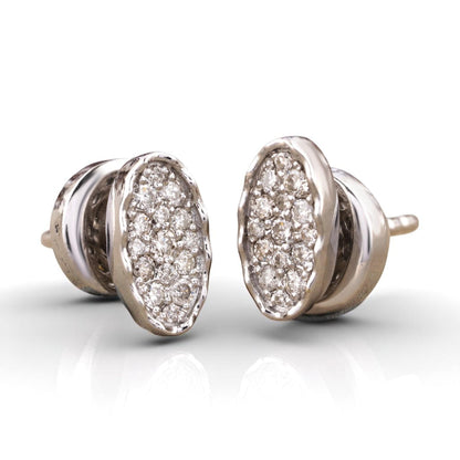 Diamond Oval Stud Earrings