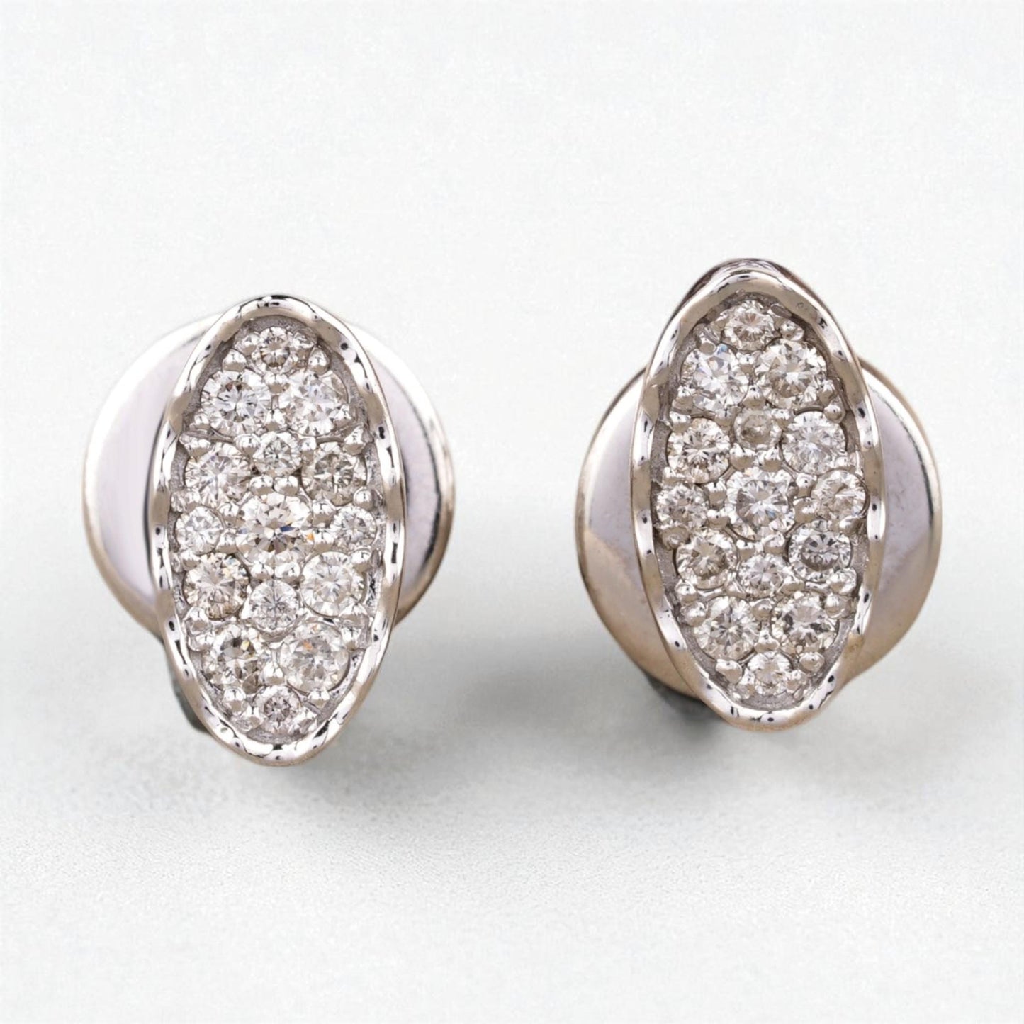 Diamond Oval Stud Earrings