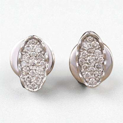 Diamond Oval Stud Earrings