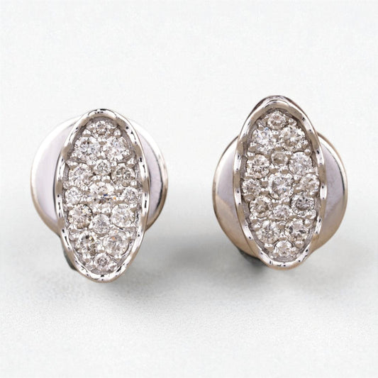 Diamond Oval Stud Earrings