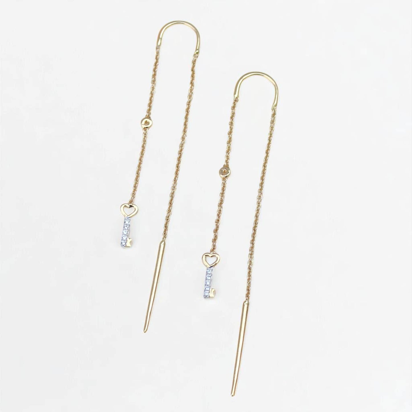 Lock And Key Thread Diamond Earrings