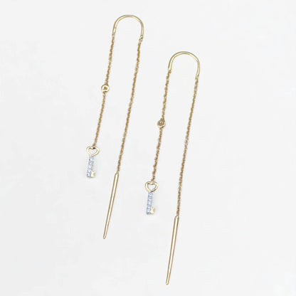 Lock And Key Thread Diamond Earrings