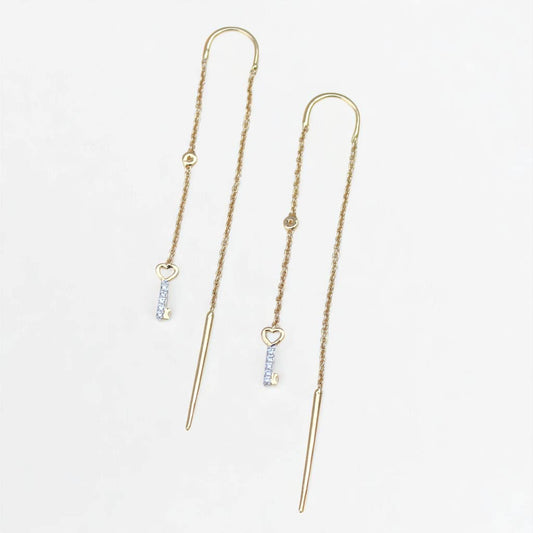 Lock And Key Thread Diamond Earrings
