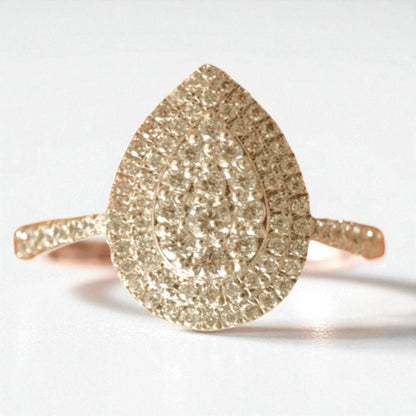 Teardrop Halo Natural Diamond Ring
