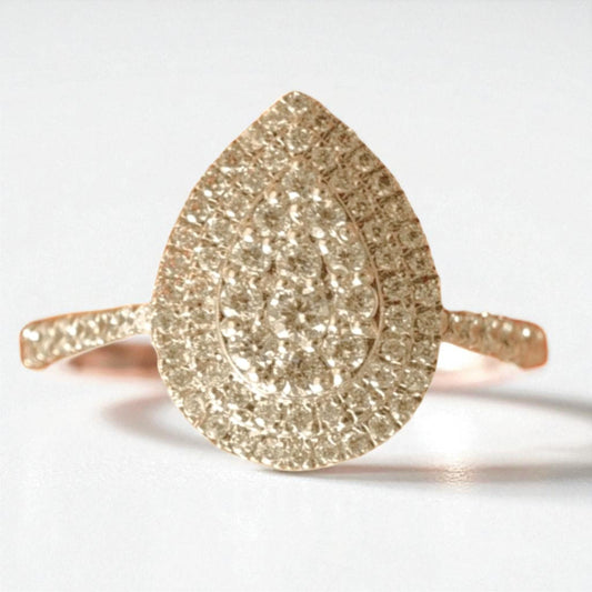 Teardrop Halo Natural Diamond Ring