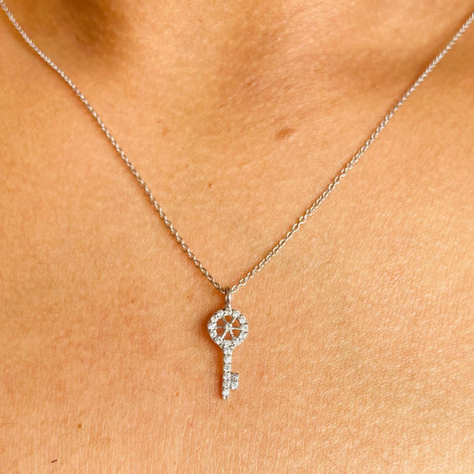 Key Natural Diamond Charm Pendant