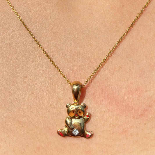 Panda Charm Natural Diamond Pendant