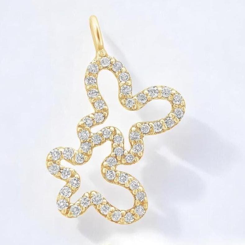 Butterfly Charm Natural Diamond Stacking Pendant