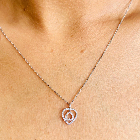 Double Heart Diamond Charm Pendant
