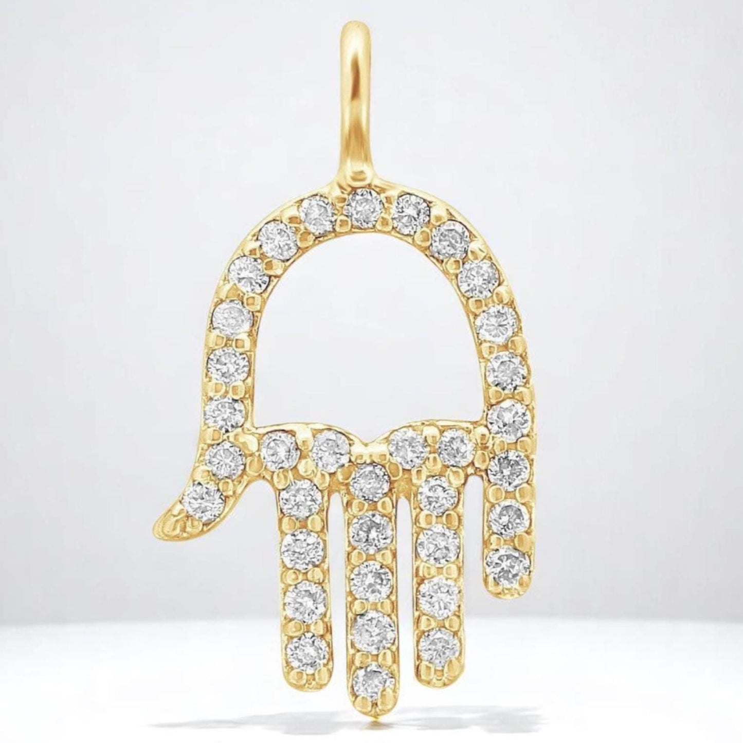 Hamsa Hand Natural Diamond Charm Pendant