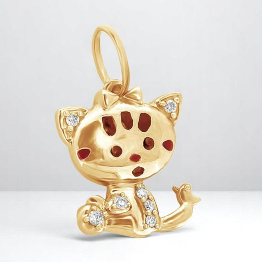 Cat Diamond Charm Pendant
