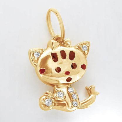 Cat Diamond Charm Pendant