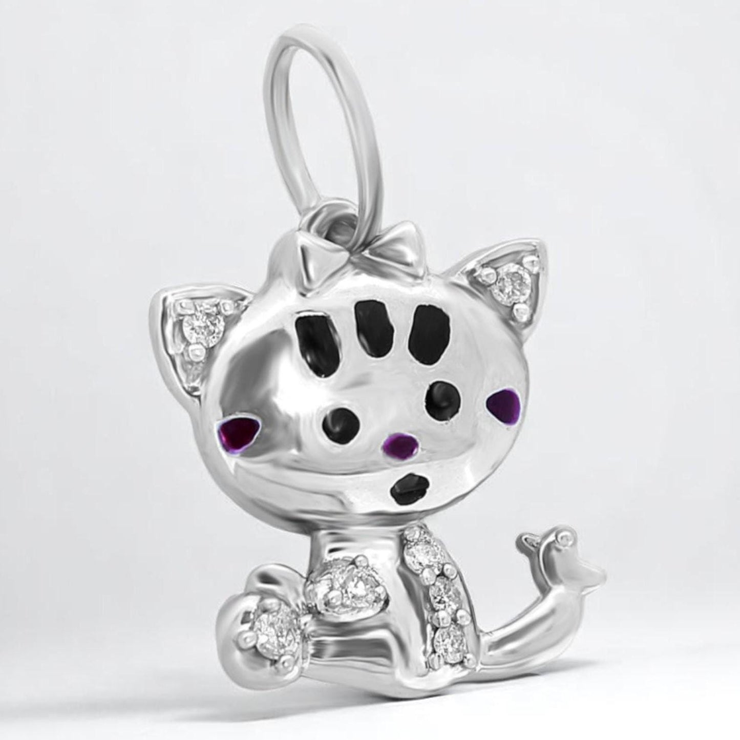 Cat Diamond Charm Pendant