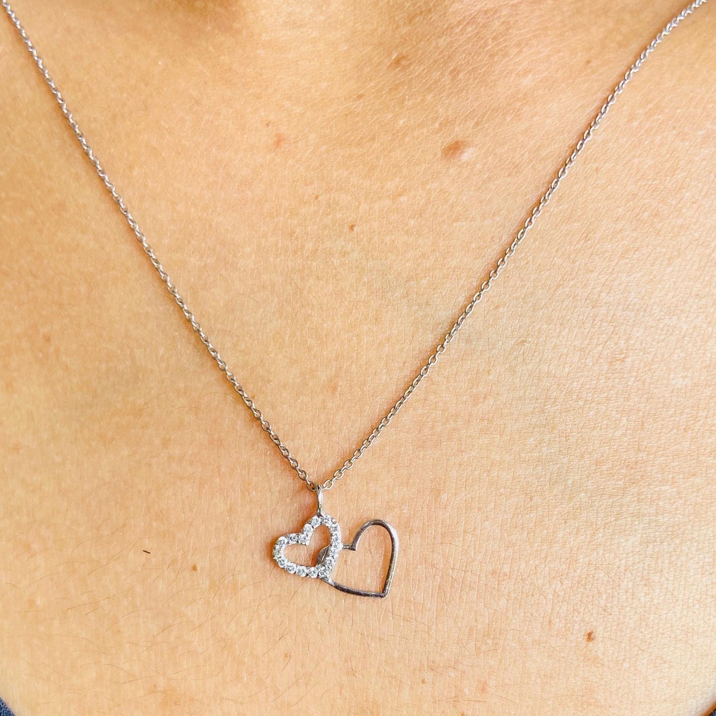 Double Heart Gold Charm Pendant