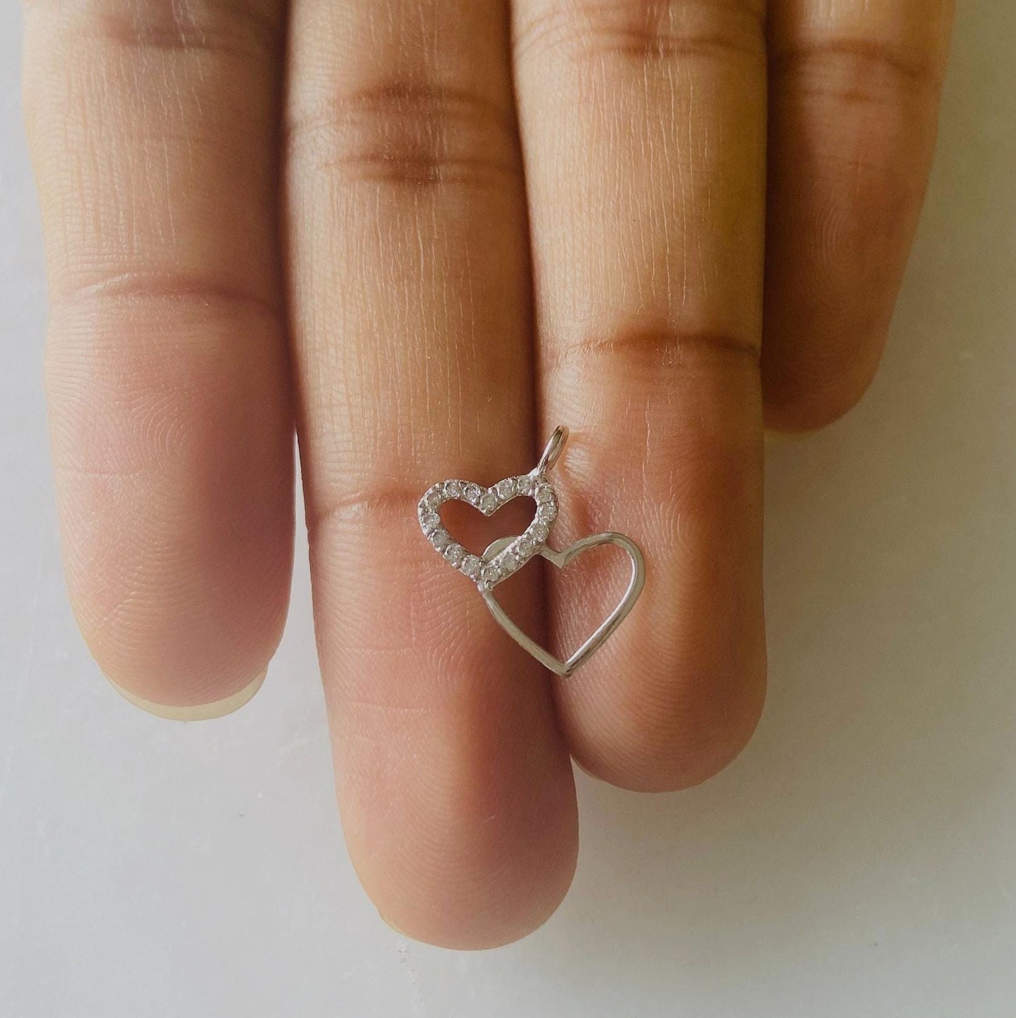 Double Heart Gold Charm Pendant