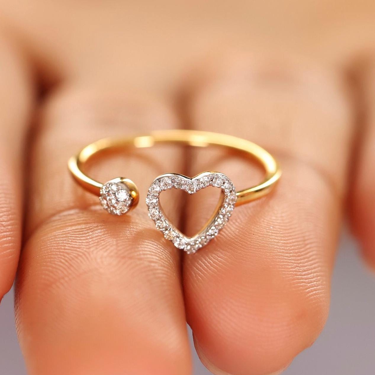 Open Heart Diamond Ring