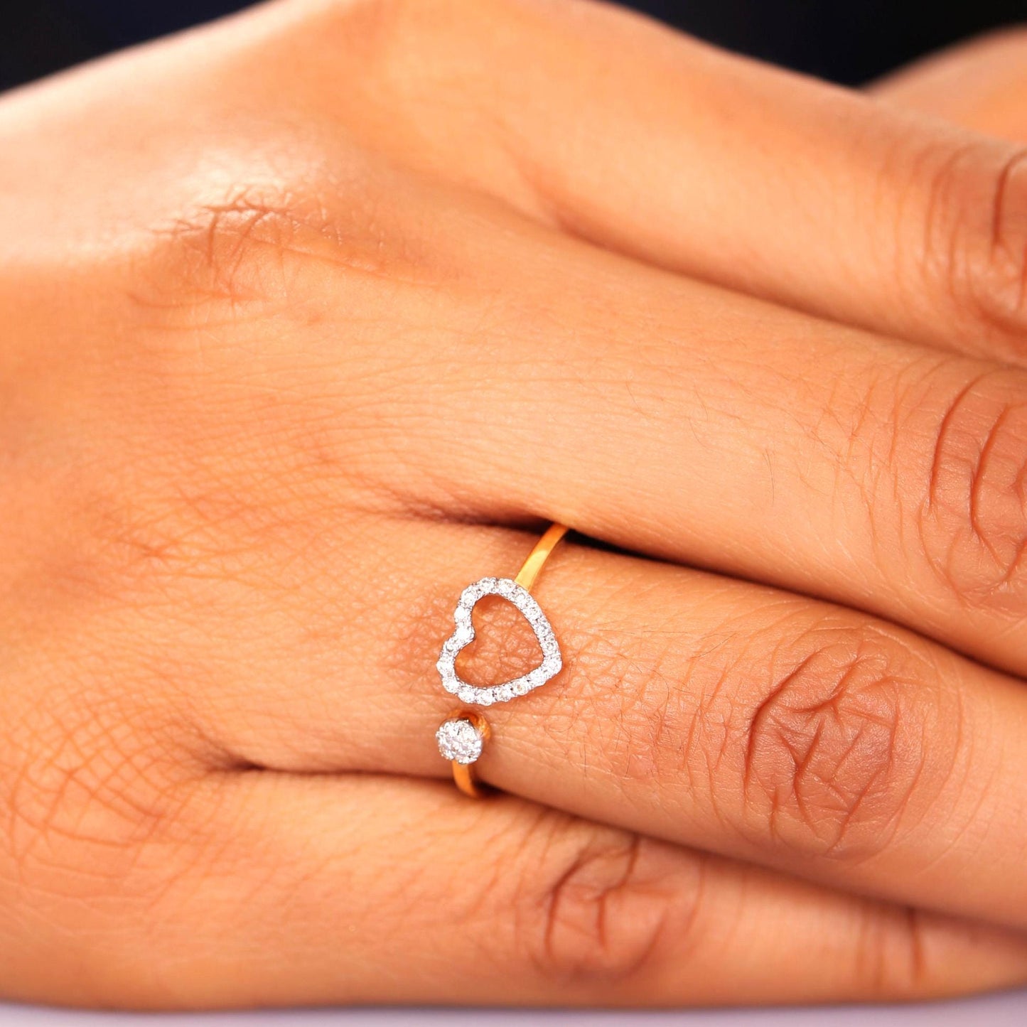 Open Heart Diamond Ring