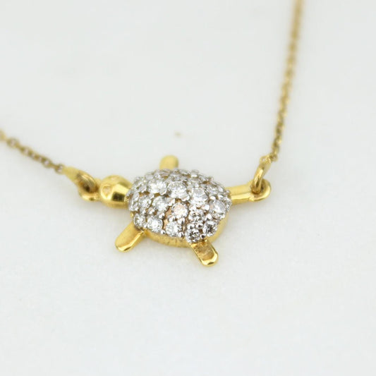 Diamond Turtle Pendant Necklace