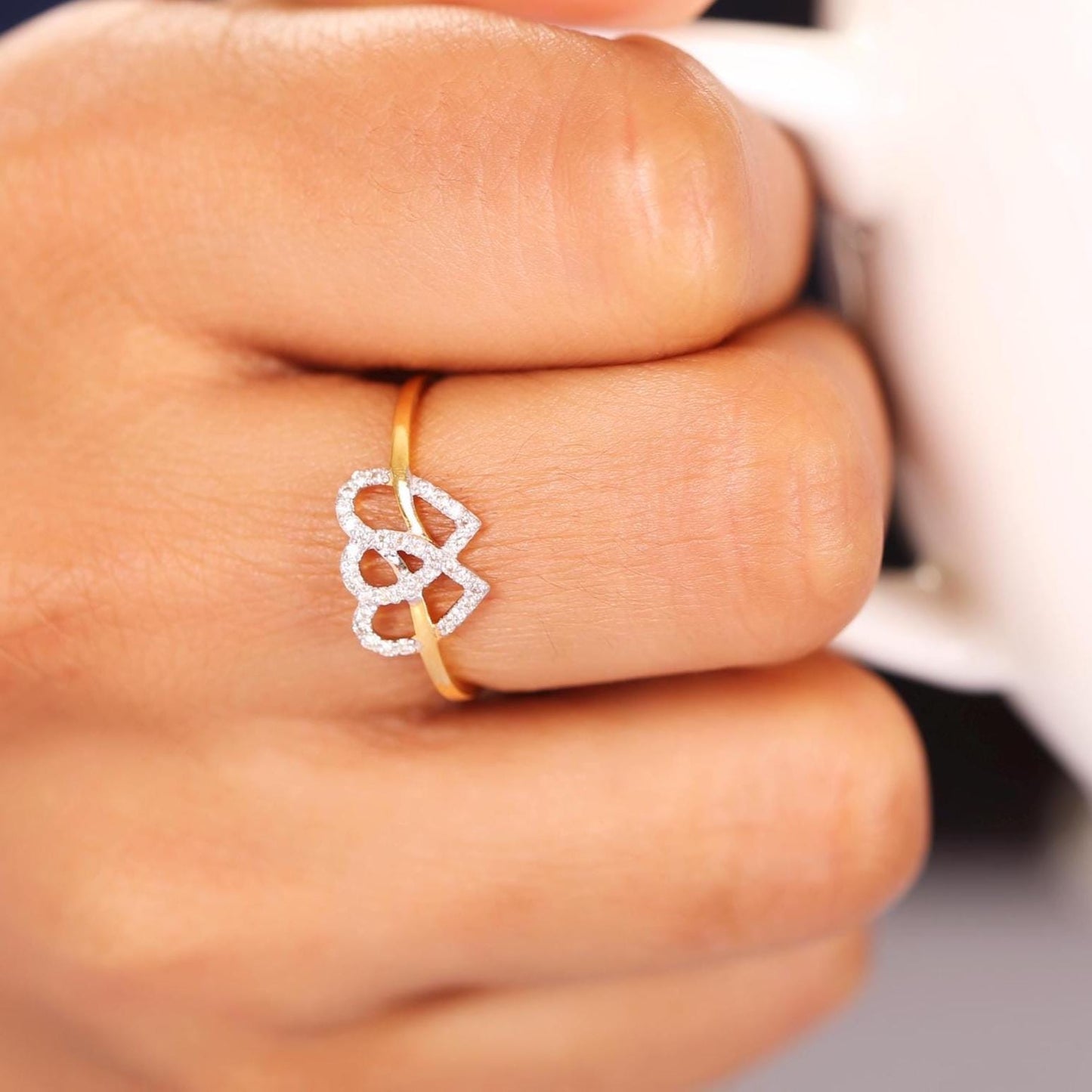 Double Heart Diamond Ring