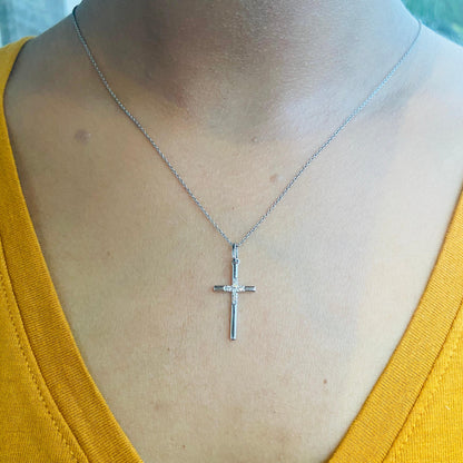 Cross Natural Diamond Baptism Pendant