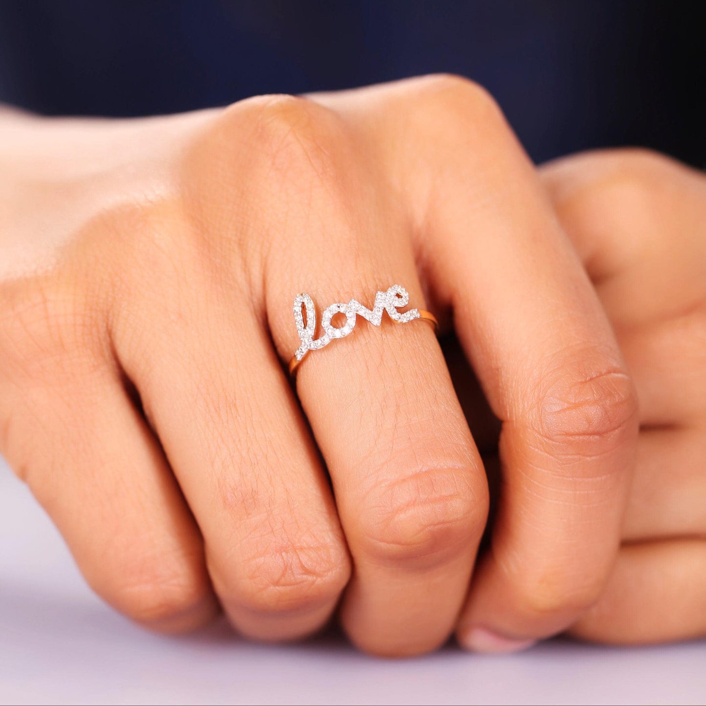 Love Diamond Handwritten Ring