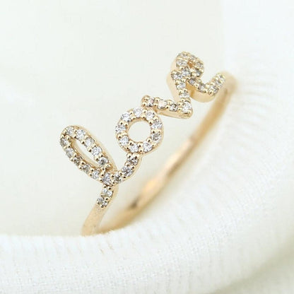 Love Diamond Handwritten Ring