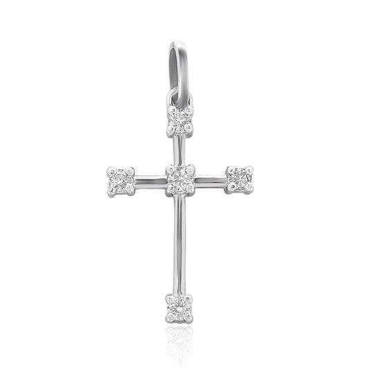 Cross Natural Diamond Half Bezel Set Pendant