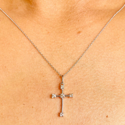 Cross Natural Diamond Half Bezel Set Pendant