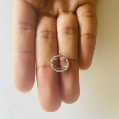 Smiley Natural Diamond Charm Pendant