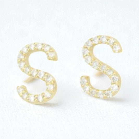 S-Initial Stud Earrings