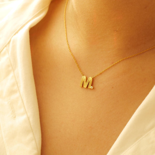Personalized Initial Natural Diamond Necklace