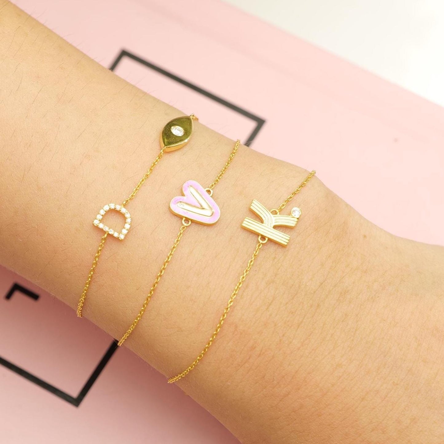 Personalized Initial Enamel Chain Bracelet