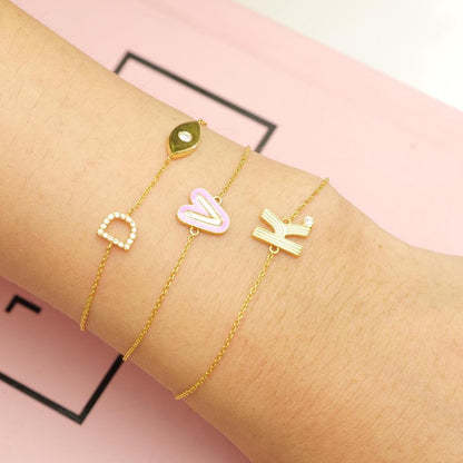 Personalized Initial Enamel Chain Bracelet