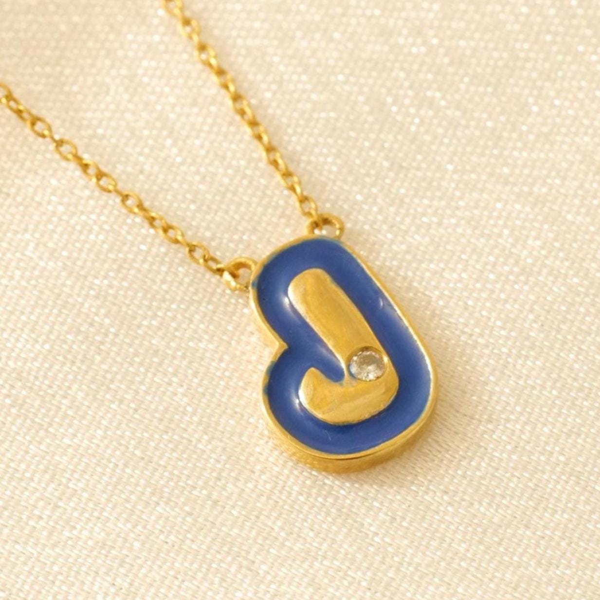 Personalized Initial Enamel Pendant Necklace