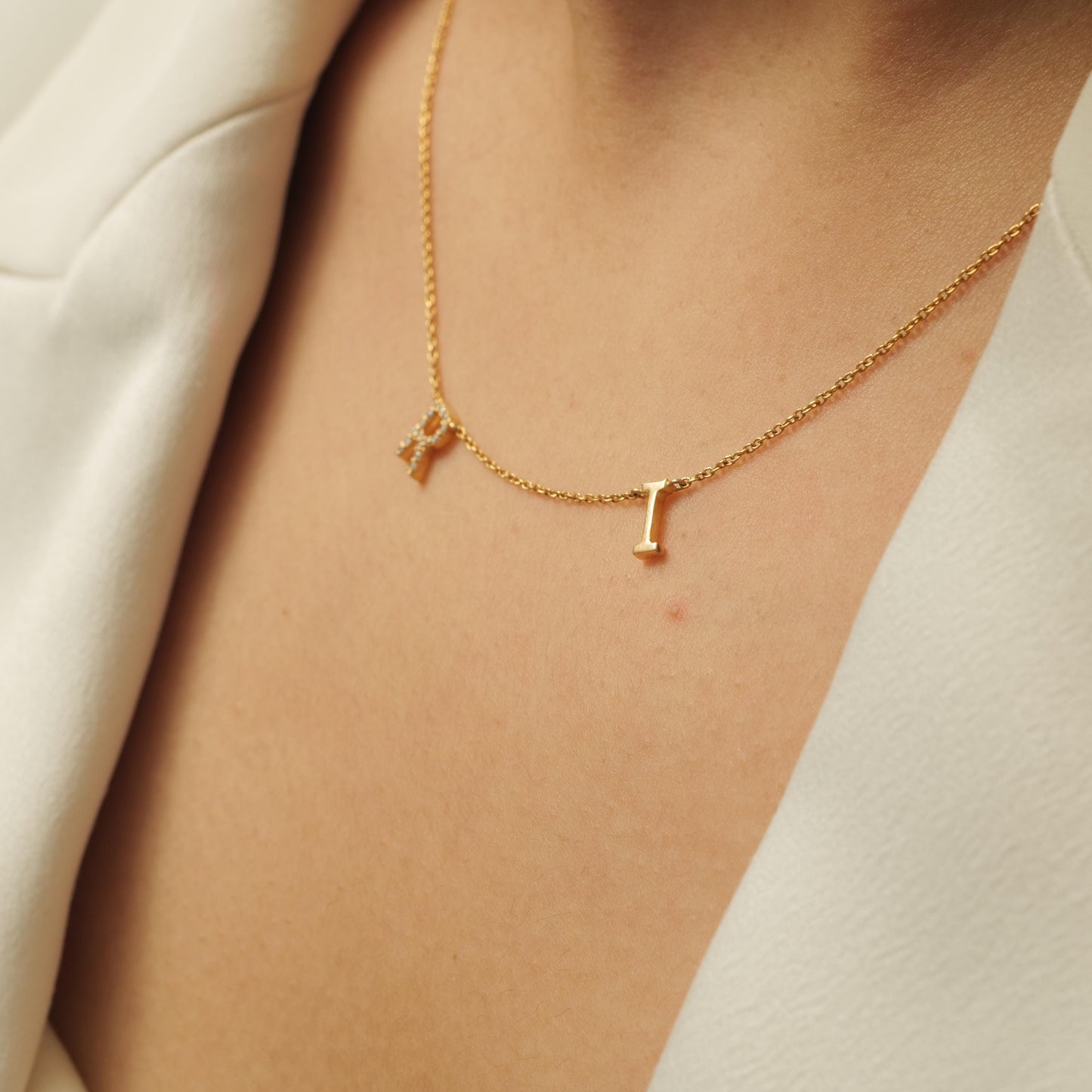 Personalized Initials Charm Diamond Necklace
