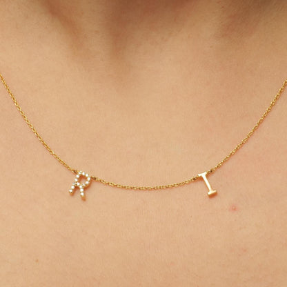 Personalized Initials Charm Diamond Necklace