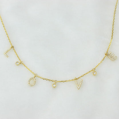 Love Dangle Diamond Drop Necklace