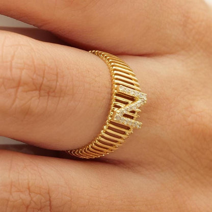 Personalized Initial Letter Diamond Ring