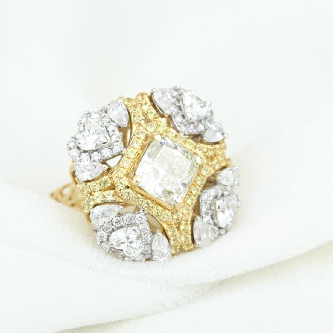 Yellow Sapphire Natural Diamonds Engagement Ring
