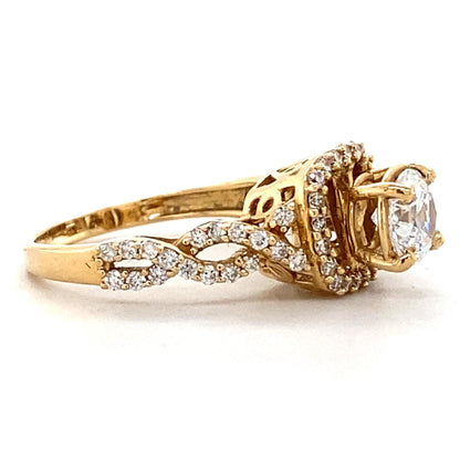 Round Solitaire Square Halo Diamond Ring