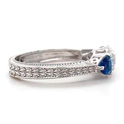 Solitaire Blue Sapphire Diamond Ring