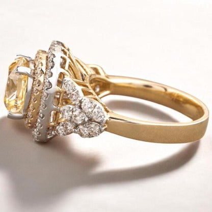 Cushion Yellow Sapphire Diamond Ring