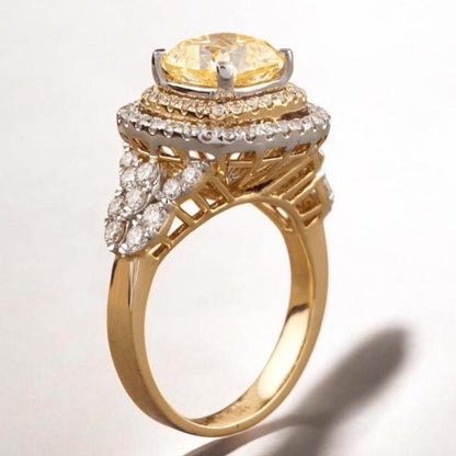 Cushion Yellow Sapphire Diamond Ring