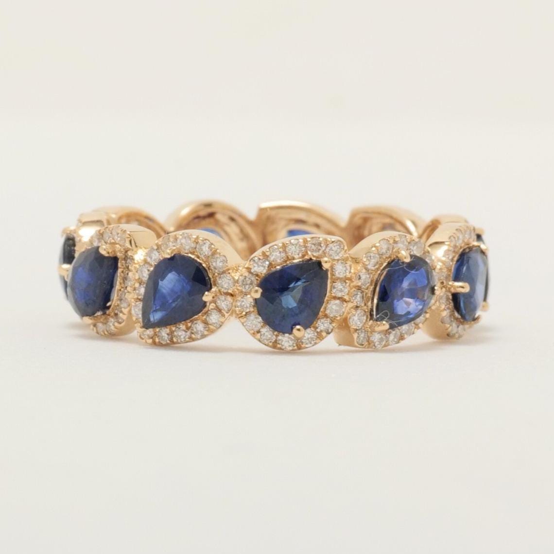 Pear Blue Sapphire Diamond Ring