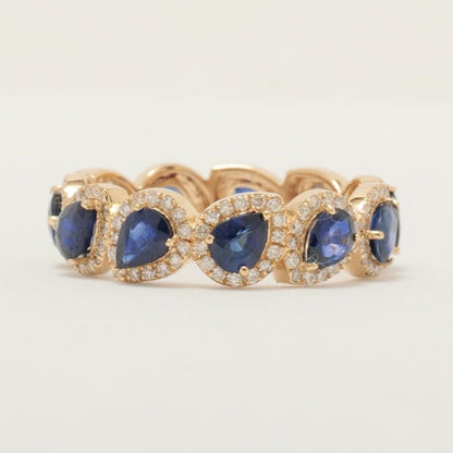 Pear Blue Sapphire Diamond Ring