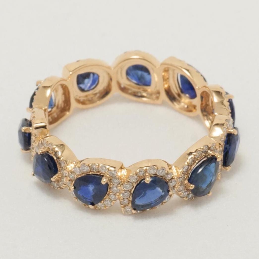 Pear Blue Sapphire Diamond Ring