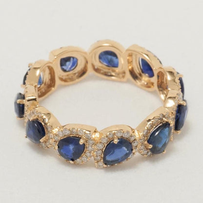 Pear Blue Sapphire Diamond Ring